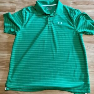 Under armour heat gear loose fit Green Striped Polo Shirt‎